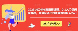 2023小红书电商视频课程,0-1入门保姆级教程,全盘玩法小白也能做到月入2w+-逐浪前行