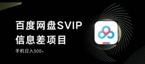 百度网盘SVIP信息差项目，0投入小白极速上手，手机稳定日入300+【揭秘】-逐浪前行