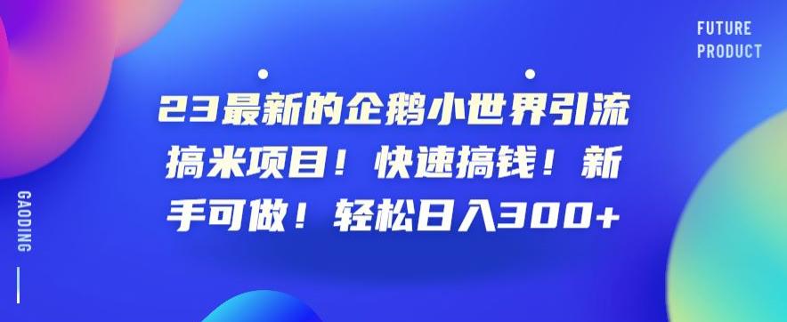 23最新的企鹅小世界引流搞米项目！快速搞钱！新手可做！轻松日入300+【揭秘】-逐浪前行