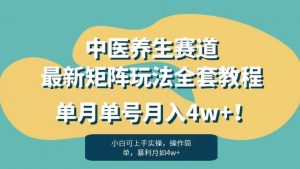 暴利赛道中医养生赛道最新矩阵玩法,单月单号月入4w+!【揭秘】-逐浪前行