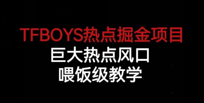 TFBOYS热点掘金项目，巨大热点风口，喂饭级教学-逐浪前行