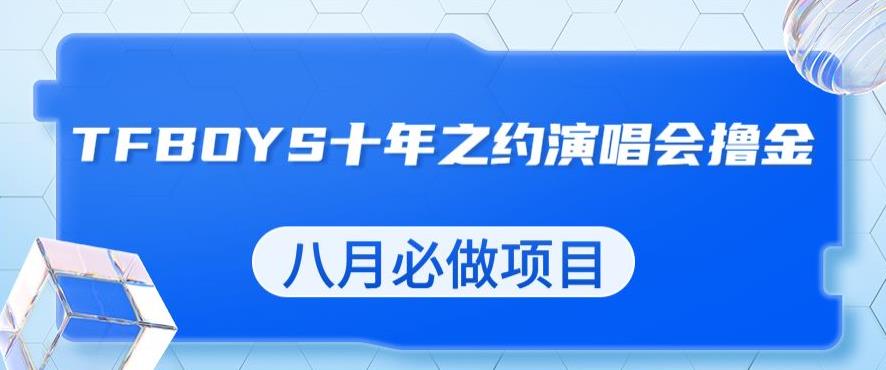 最新蓝海项目，靠最近非常火的TFBOYS十年之约演唱会流量掘金，八月必做的项目【揭秘】-逐浪前行