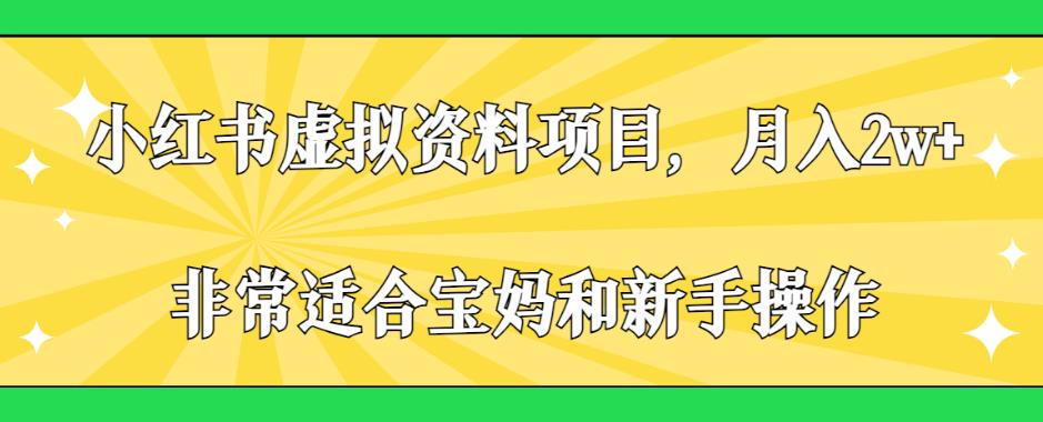 小红书虚拟资料项目，月入2w+，非常适合宝妈和新手操作【揭秘】-逐浪前行