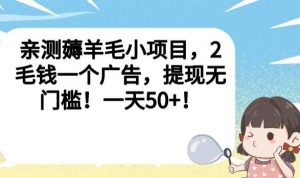 亲测薅羊毛小项目,2毛钱一个广告,提现无门槛!一天50+【揭秘】-逐浪前行