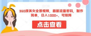 360度美女全景视频，最新流量密码，制作简单，日入1000+，可矩阵【揭秘】-逐浪前行