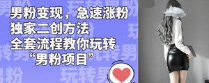 男粉变现,急速涨粉独家二创方法,全套流程教你玩转“男粉项目”【揭秘】-逐浪前行