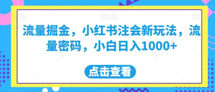 流量掘金，小红书注会新玩法，流量密码，小白日入1000+【揭秘】-逐浪前行