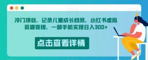冷门项目,记录儿童成长档案,小红书虚拟资源变现,一部手机实现日入300+【揭秘】-逐浪前行
