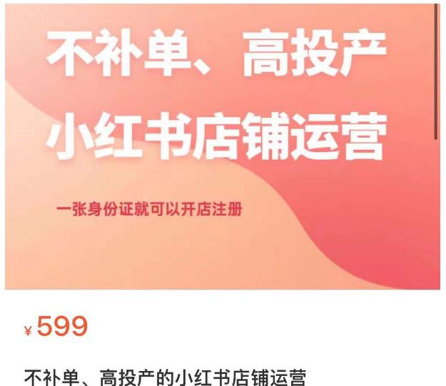 不补单、高投产的小红书店铺运营，一张身份证就可以开店注册-逐浪前行