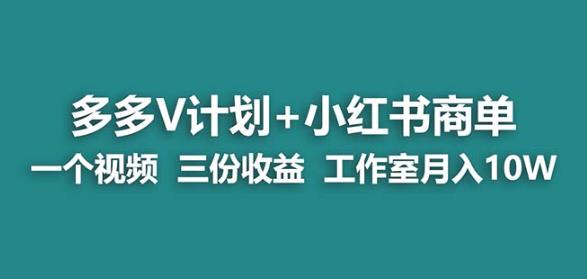【蓝海项目】多多v计划+小红书商单一个视频三份收益工作室月入10w-逐浪前行