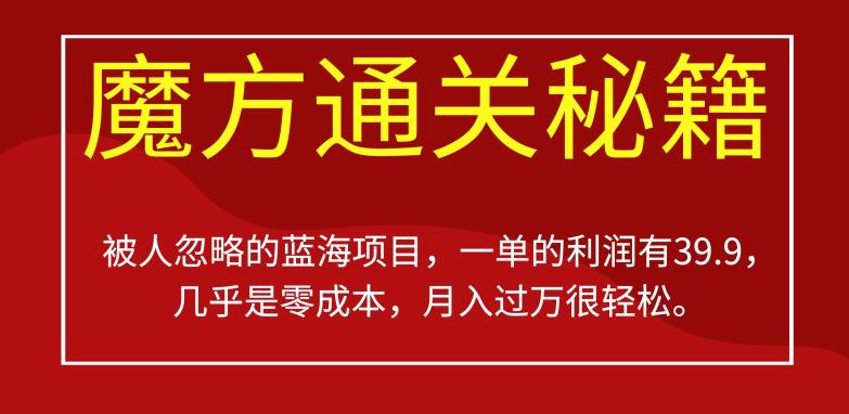 被人忽略的蓝海项目，魔方通关秘籍，一单的利润有39.9，几乎是零成本，月入过万很轻松【揭秘】-逐浪前行