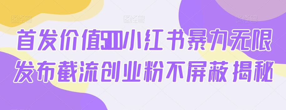 首发价值5100小红书暴力无限发布截流创业粉不屏蔽揭秘-逐浪前行