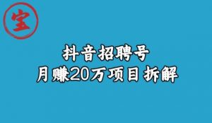 宝哥抖音招聘号月赚20w拆解玩法-逐浪前行
