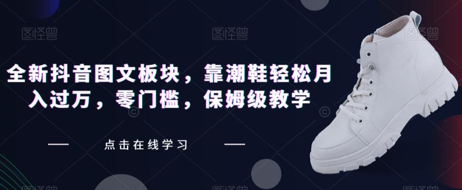 全新抖音图文板块，靠潮鞋轻松月入过万，零门槛，保姆级教学【揭秘】-逐浪前行