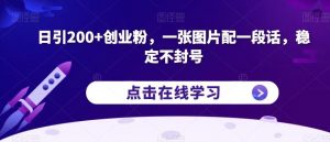 日引200+创业粉,一张图片配一段话,稳定不封号【揭秘】-逐浪前行