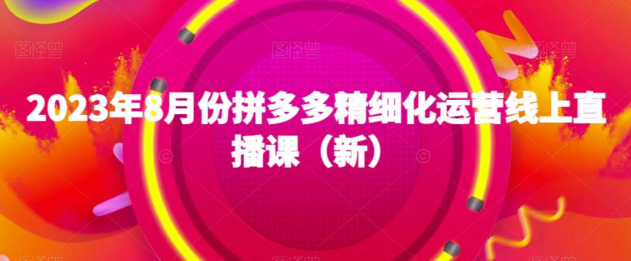 2023年8月份拼多多精细化运营线上直播课（新）-逐浪前行