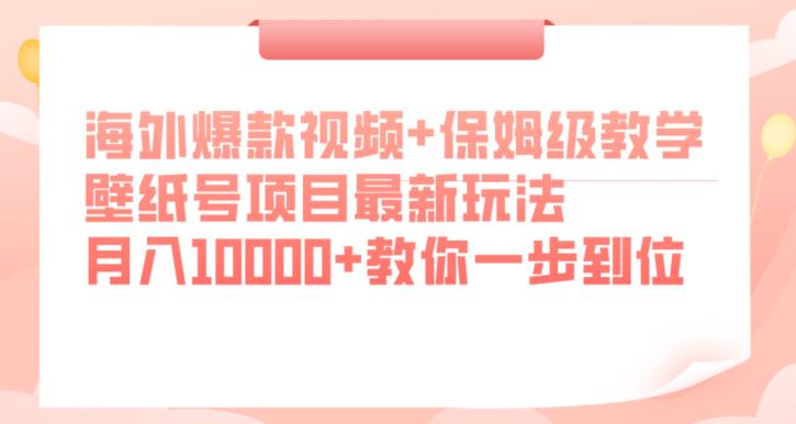 海外爆款视频+保姆级教学，壁纸号项目最新玩法，月入10000+教你一步到位【揭秘】-逐浪前行