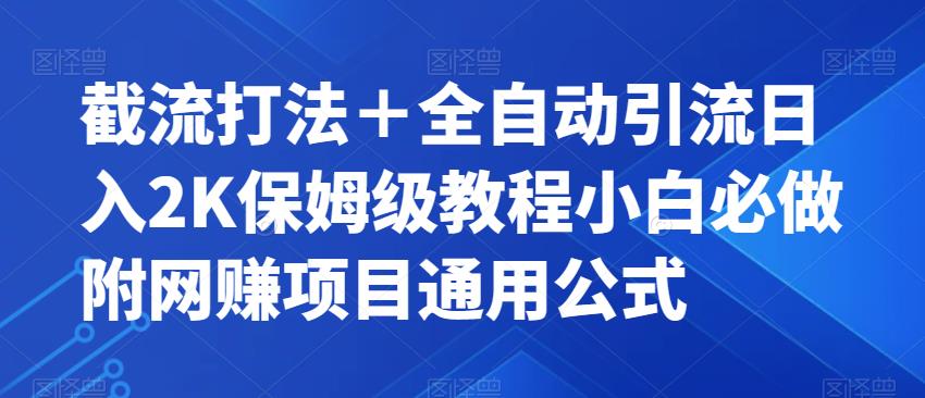 截流打法＋全自动引流日入2K保姆级教程小白必做，附项目通用公式【揭秘】-逐浪前行