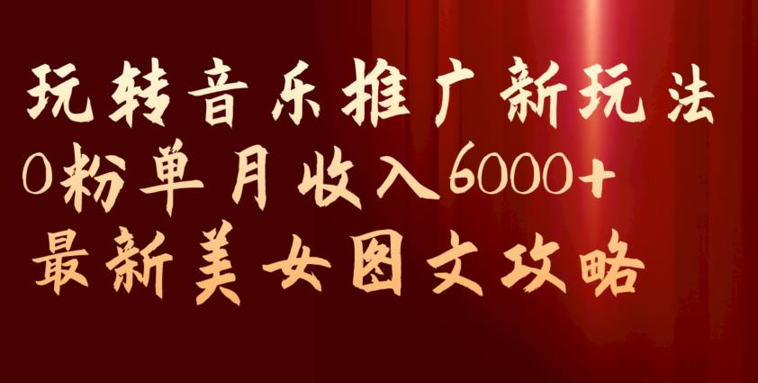 玩转音乐推广新玩法，0粉单月收入6000+，最新美女图文攻略【揭秘】-逐浪前行