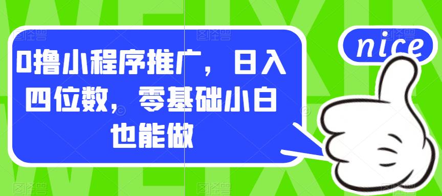 0撸小程序推广，日入四位数，零基础小白也能做【揭秘】-逐浪前行