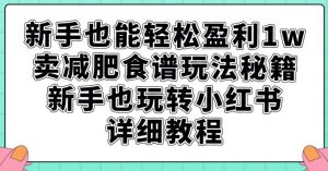 新手也能轻松盈利1w,卖减肥食谱玩法秘籍,新手也玩转小红书详细教程【揭秘】-逐浪前行