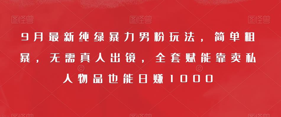 9月最新纯绿暴力男粉玩法，简单粗暴，无需真人出镜，全套赋能靠卖私人物品也能日赚1000-逐浪前行