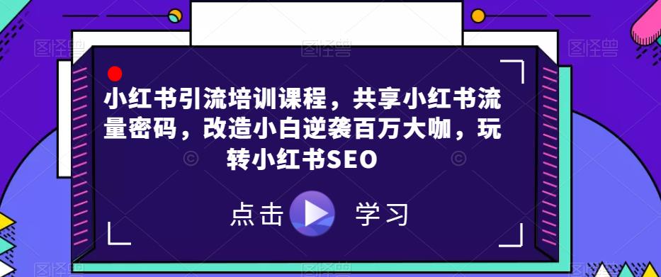 小红书引流培训课程，共享小红书流量密码，改造小白逆袭百万大咖，玩转小红书SEO-逐浪前行