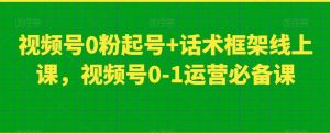 视频号0粉起号+话术框架线上课,视频号0-1运营必备课-逐浪前行
