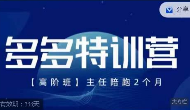 纪主任·多多特训营高阶班【9月13日更新】，拼多多最新玩法技巧落地实操-逐浪前行