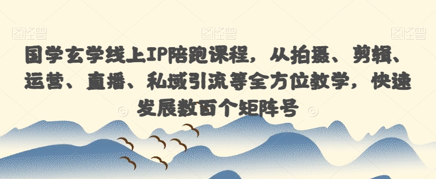 国学玄学线上IP陪跑课程，从拍摄、剪辑、运营、直播、私域引流等全方位教学，快速发展数百个矩阵号-逐浪前行