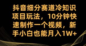 抖音细分赛道冷知识项目玩法,10分钟快速制作一个视频,新手小白也能月入1W+【揭秘】-逐浪前行