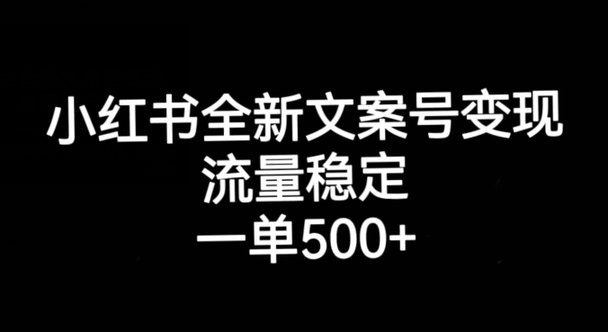 小红书全新文案号变现，流量稳定，一单收入500+-逐浪前行