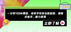 一分钟700W播放,进来学完你也能做到,保姆式教学,暴力变现【揭秘】-逐浪前行