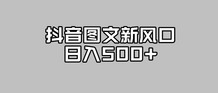 抖音图文最新风口，流量扶持非常高，日入500+【揭秘】-逐浪前行