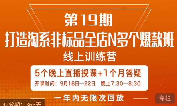 打造淘系非标全店N多个爆款线上课，​5天直播课-逐浪前行