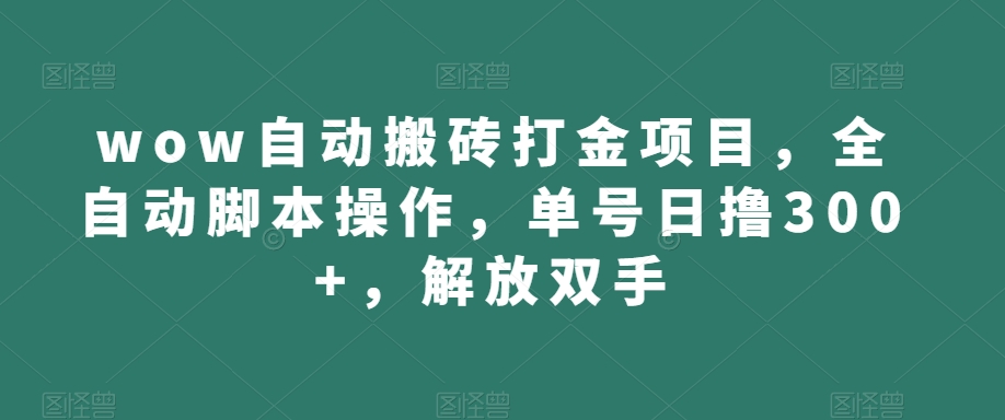 wow自动搬砖打金项目，全自动脚本操作，单号日撸300+，解放双手【揭秘】-逐浪前行