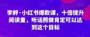 李鲆·小红书爆款课，十倍提升阅读量，听话照做肯定可以达到这个目标-逐浪前行