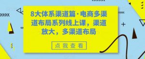 8大体系渠道篇·电商多渠道布局系列线上课，渠道放大，多渠道布局-逐浪前行