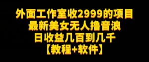 外面工作室收2999的项目最新美女无人撸音浪日收益几百到几千【教程+软件】(仅揭秘)-逐浪前行