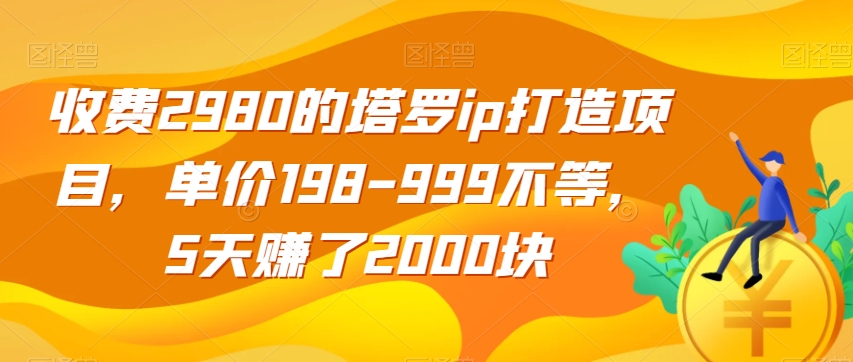 收费2980的塔罗ip打造项目，单价198-999不等，5天赚了2000块【揭秘】-逐浪前行