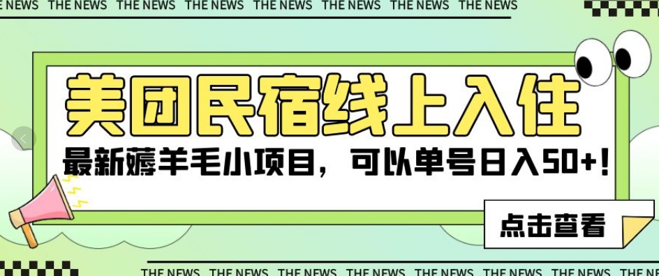 美团民宿线上入住，最新薅羊毛小项目，可以单号日入50+【揭秘】-逐浪前行