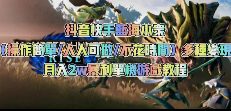 抖音快手蓝海小众（操作简单人人可做不花时间）多种变现月入2w＋暴利单机游戏教程-逐浪前行