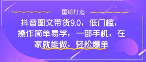 抖音图文带货9.0,低门槛,操作简单易学,一部手机,在家就能做,轻松爆单-逐浪前行
