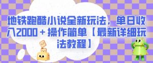 地铁跑酷小说全新玩法，单日收入2000＋操作简单【最新详细玩法教程】【揭秘】-逐浪前行