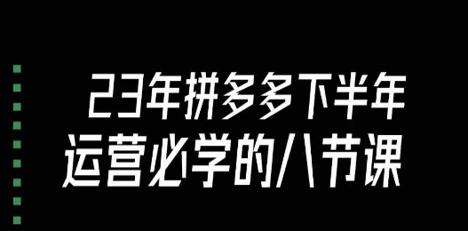 大牙·23年下半年拼多多运营必学的八节课（18节完整）-逐浪前行