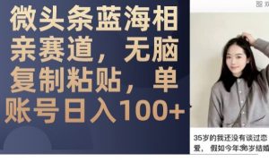 微头条蓝海相亲赛道，无脑复制粘贴，单账号日入100+-逐浪前行