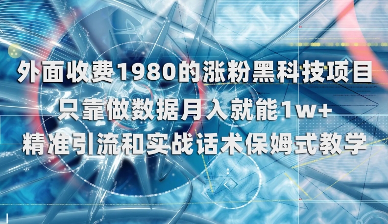外面收费1980的涨粉黑科技项目，只靠做数据月入就能1w+【揭秘】-逐浪前行