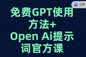 免费GPT+OPEN AI提示词官方课-逐浪前行