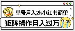 外面收费1980的小红书商单保姆级教程,单号月入2k,矩阵操作轻松月入过万-逐浪前行