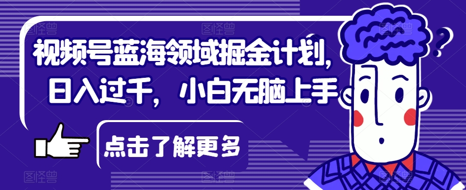 视频号蓝海领域掘金计划，日入过千，小白无脑上手【揭秘】-逐浪前行